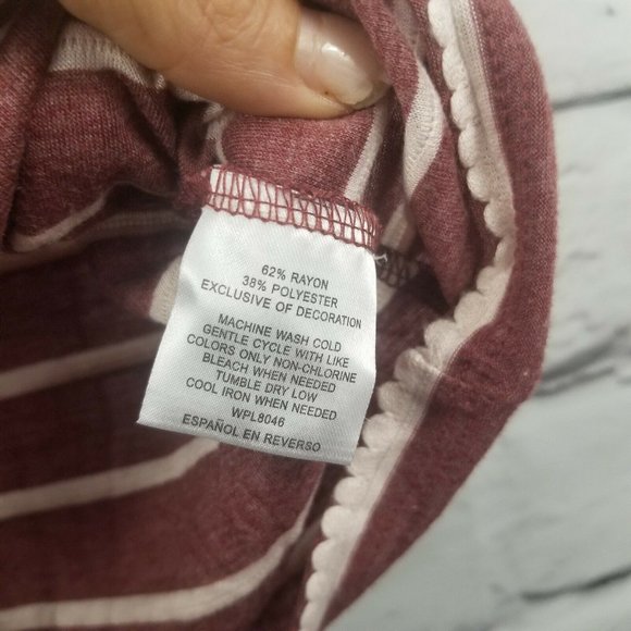 Maison Jules Maroon Short Sleeve Striped Top - Picture 3 of 7